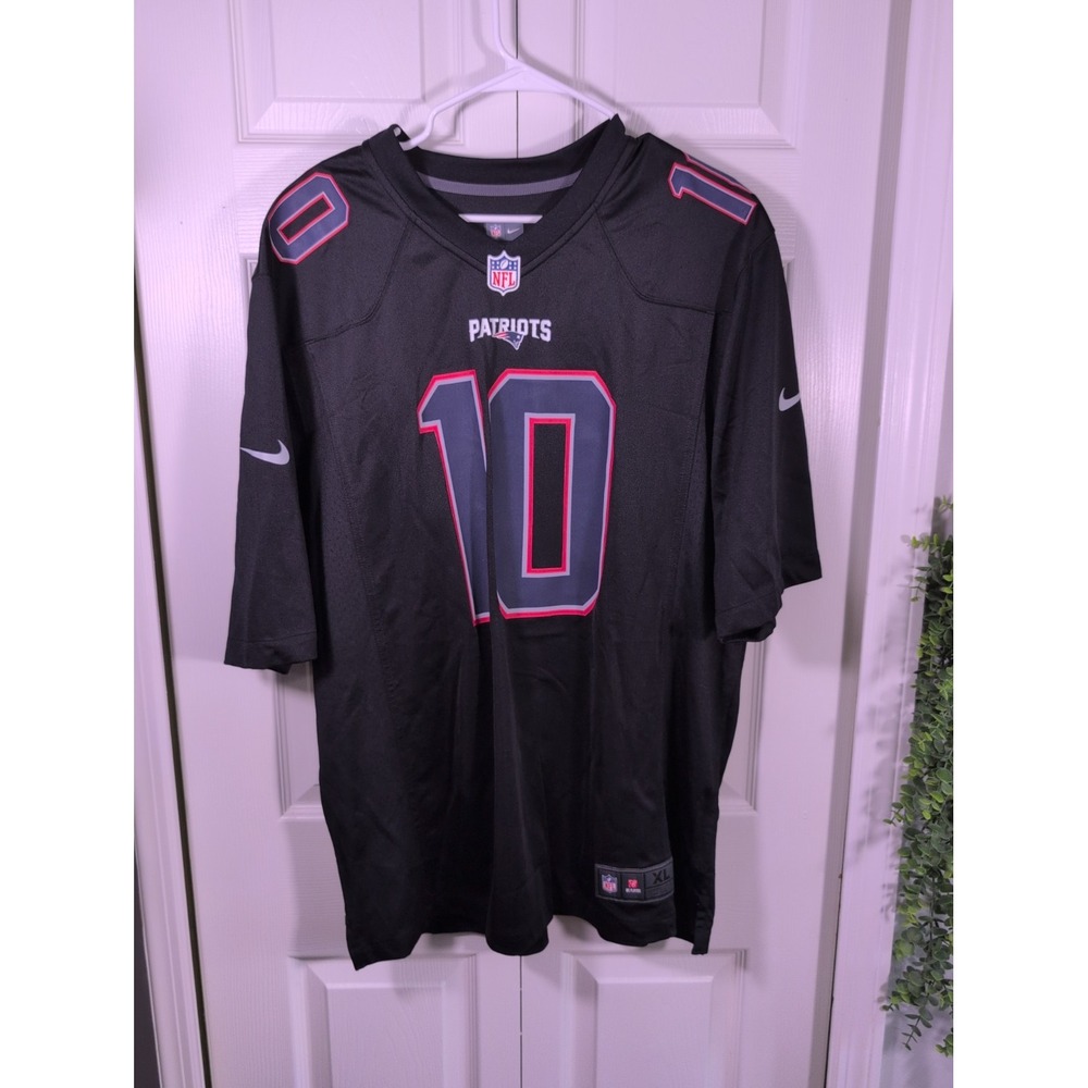 New England Patriots Mac Jones #10 Black Nike On-Field Jersey Men's XL